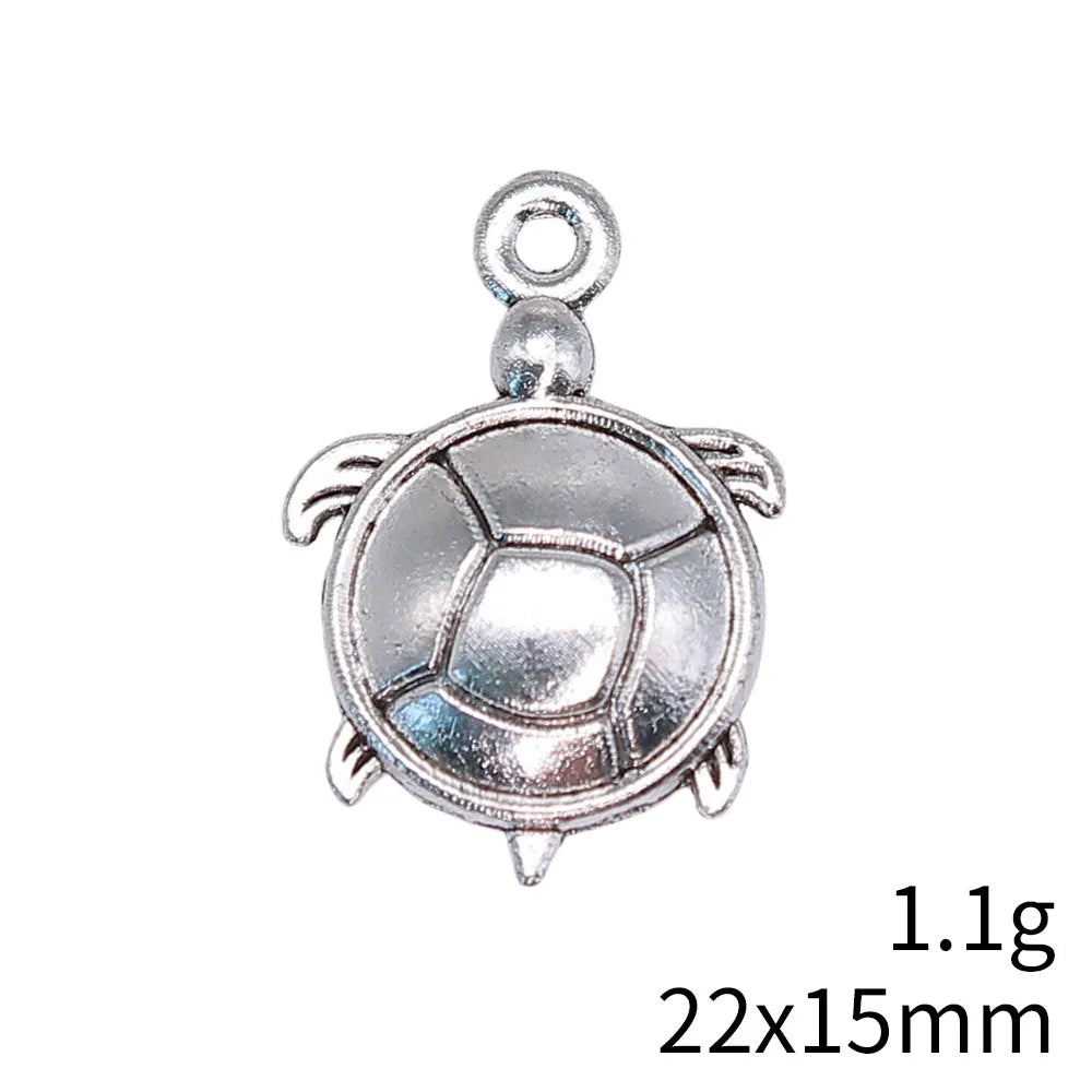 22x15mm 1.1g Antique Silver Zinc Alloy Turtle Charm Pendant for Necklace Bracelet Jewelry Making