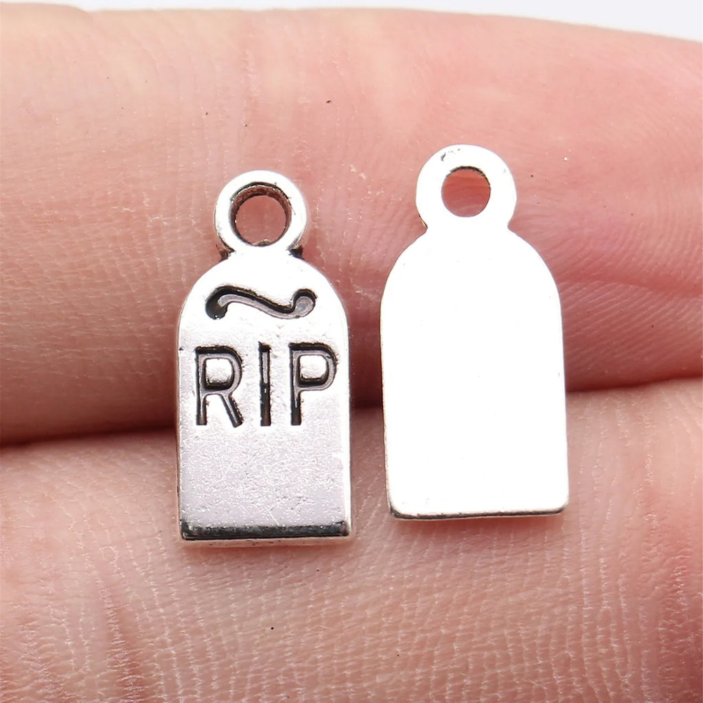 16x7.8mm 0.82g Antique Silver Zinc Alloy RIP Rest In Peace Tag Charm Pendant for DIY Jewelry Making