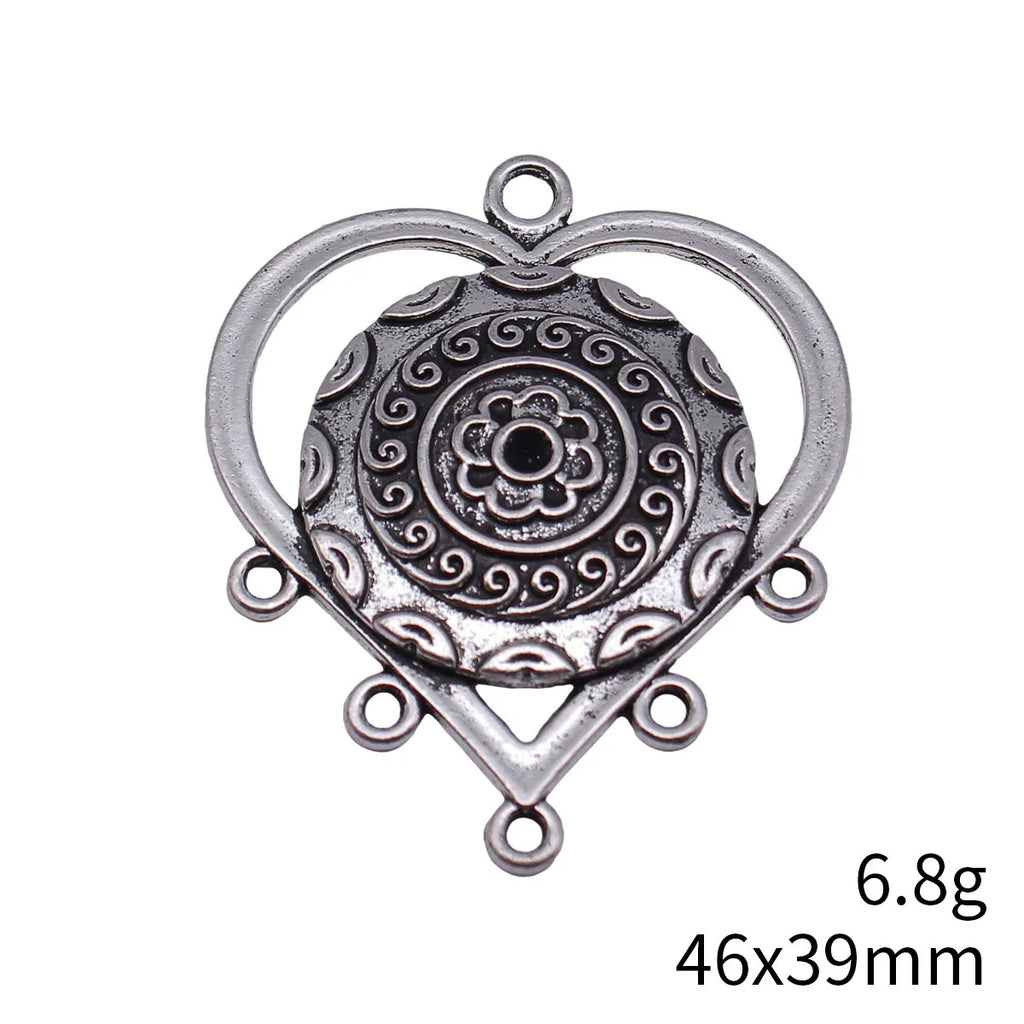 46x39mm 6.8g Multicolor Zinc Alloy Hollow Heart Connector Charm for DIY Earrings Jewelry Making
