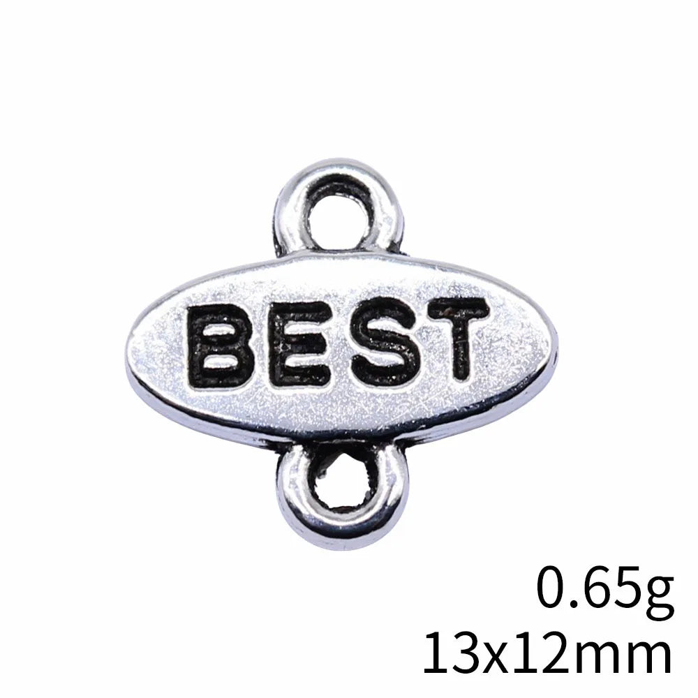 13x12mm 0.65g Antique Silver Zinc Alloy BEST Letter Connector Charm for DIY Bracelet Necklace Making