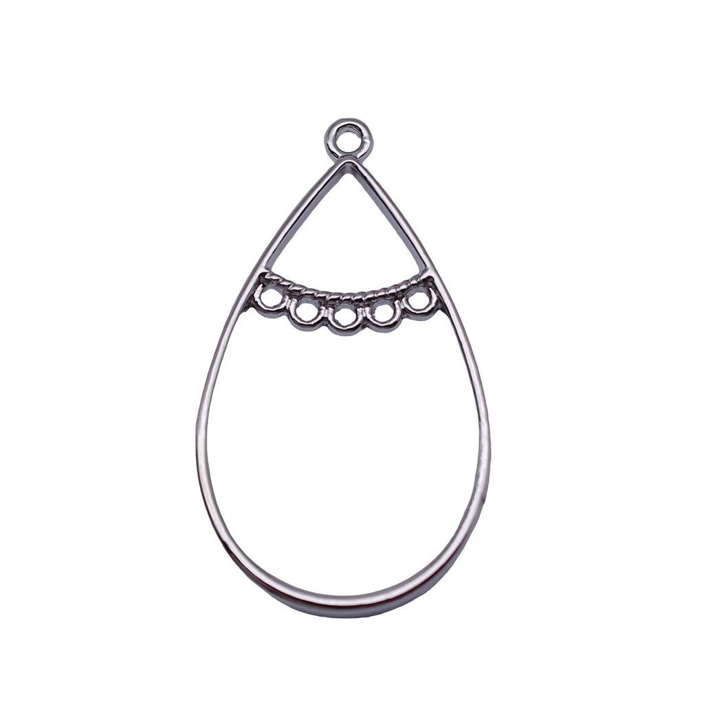 42x24mm 1.8g White K Color Zinc Alloy Hollow Teardrop Earring Connector Charm for DIY Earrings