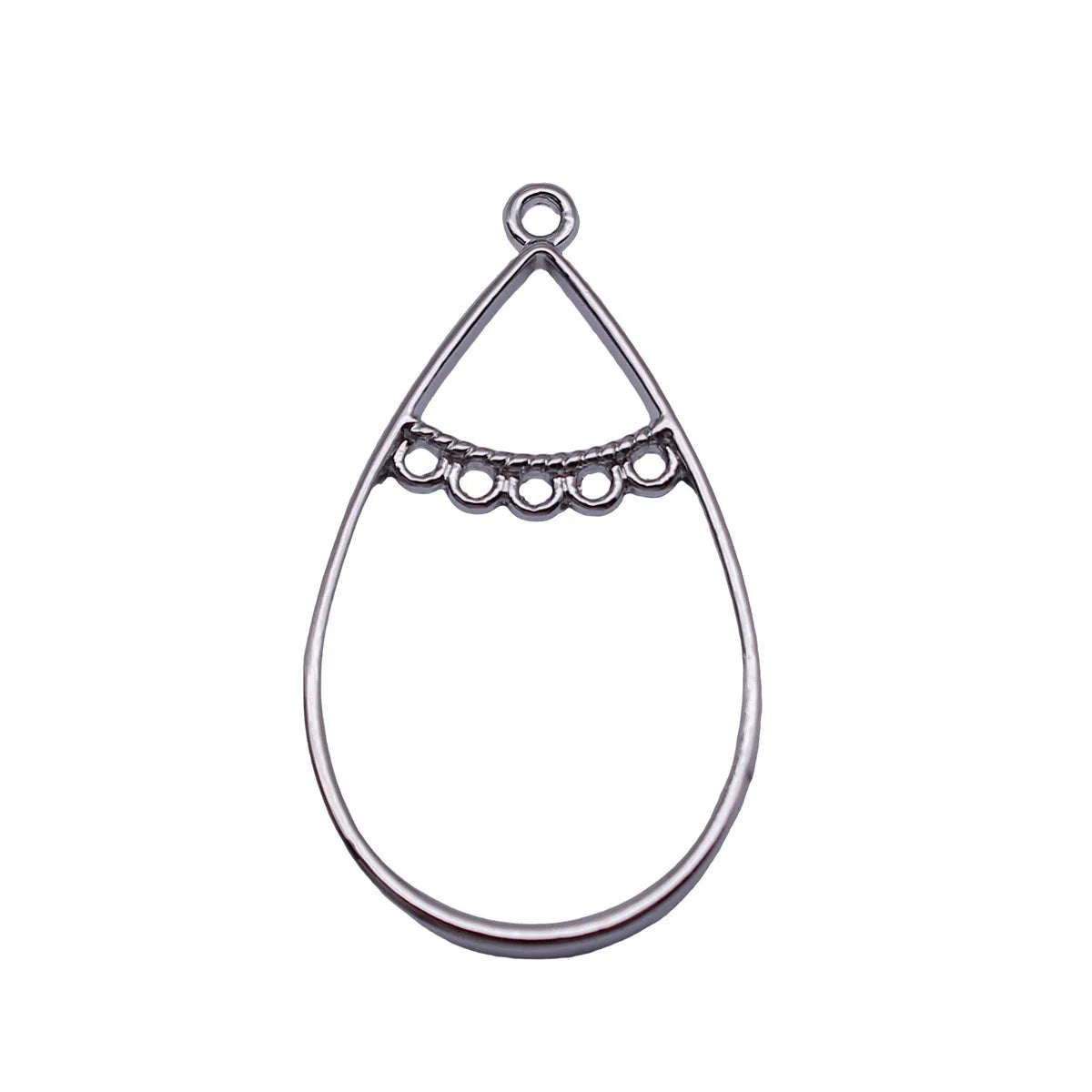 42x24mm 1.8g White K Color Zinc Alloy Hollow Teardrop Earring Connector Charm for DIY Earrings