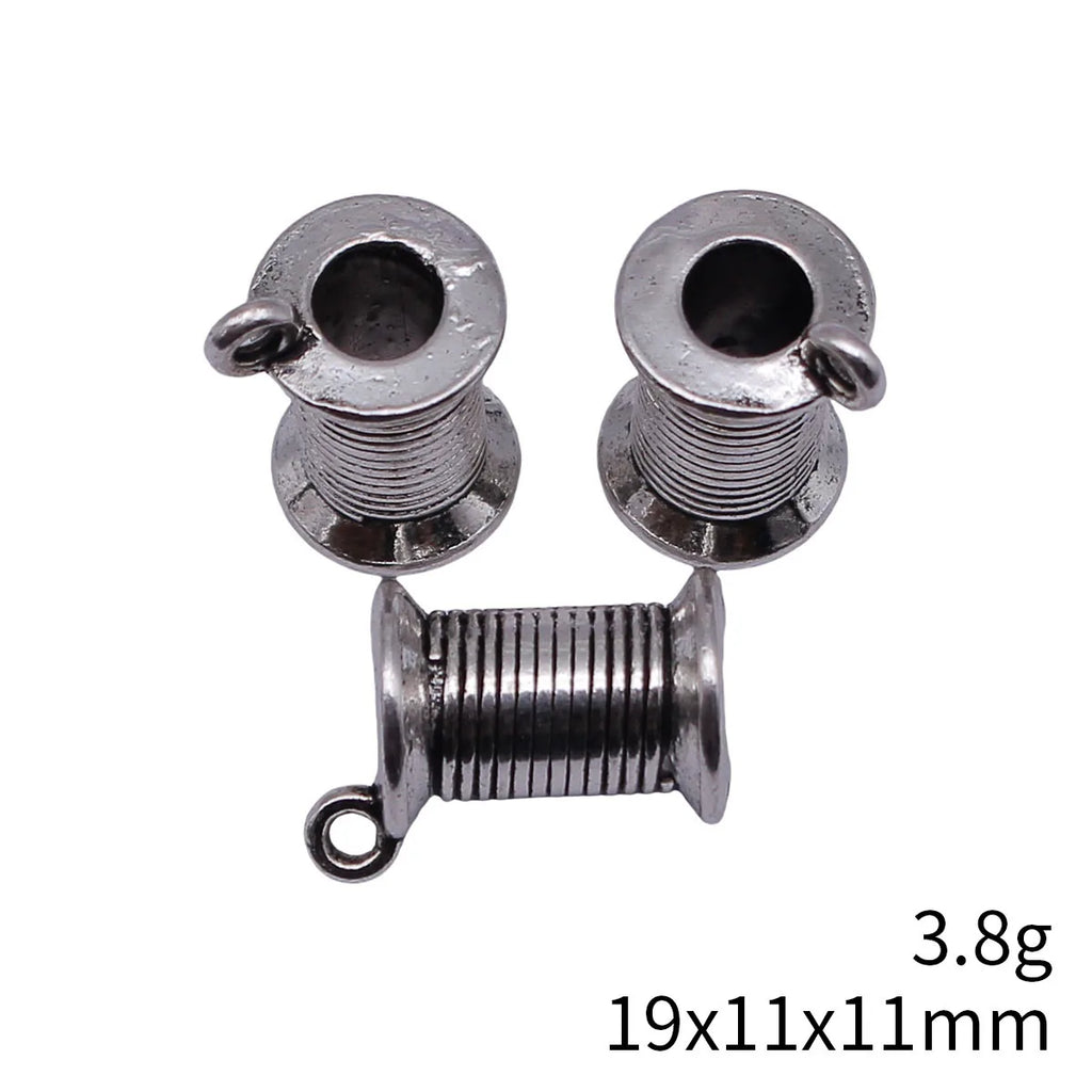 19x11x11mm 3.8g Antique Silver Zinc Alloy Sewing Spool charm pendant for DIY craft jewelry making