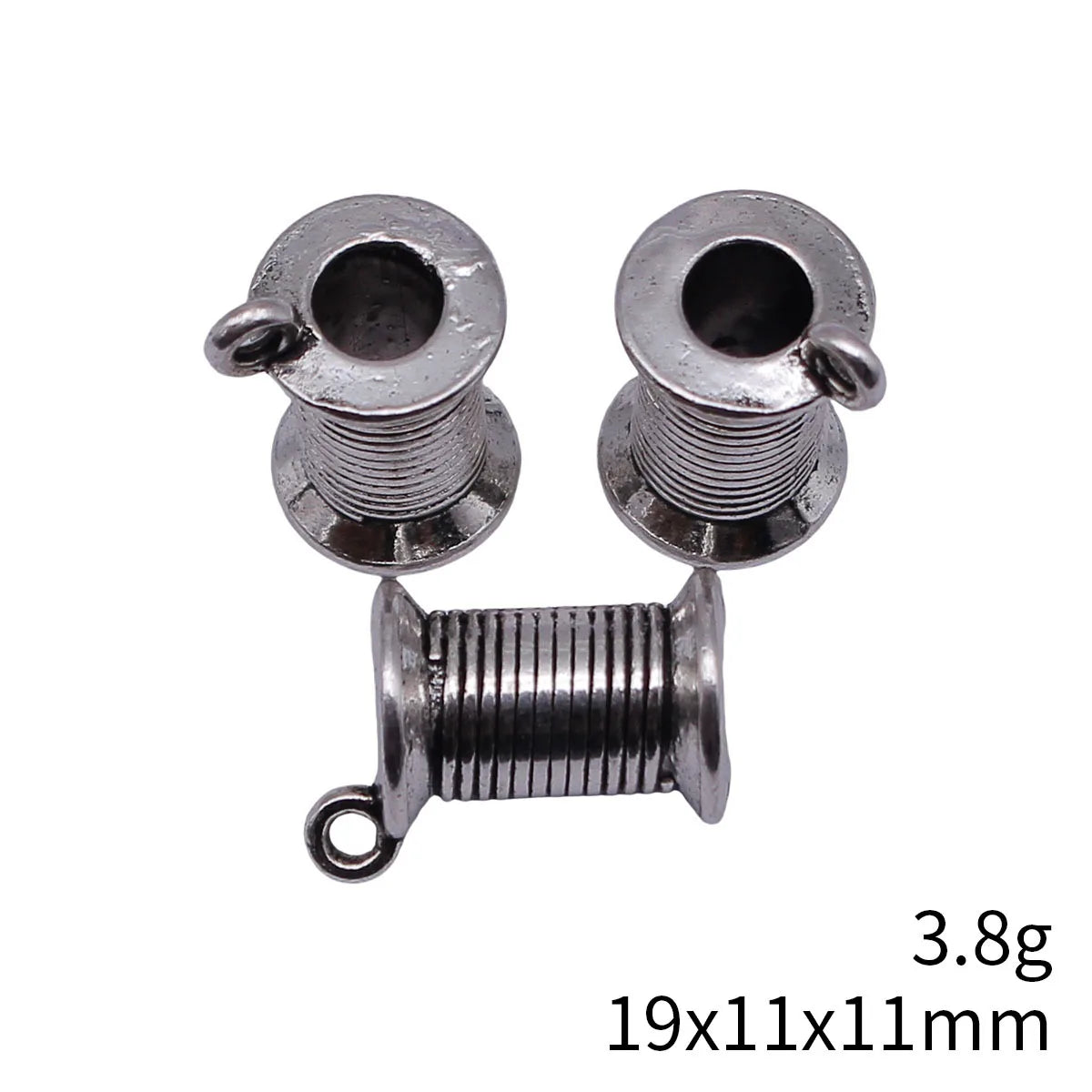 19x11x11mm 3.8g Antique Silver Zinc Alloy Sewing Spool charm pendant for DIY craft jewelry making