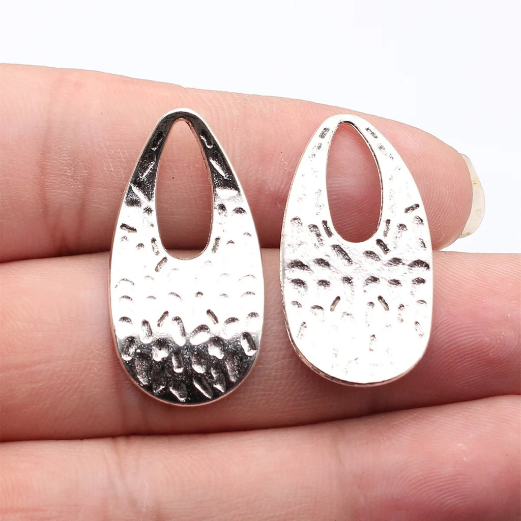 34x18mm 2.6g Multicolor Zinc Alloy Hammered Geometric Teardrop Charm Pendant for DIY Jewelry Making