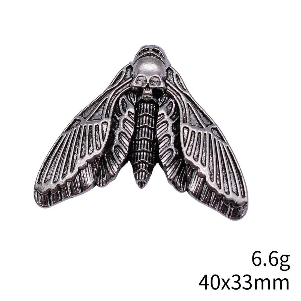 40x33mm 6.6g Antique Silver Zinc Alloy Gothic Skull Moth Charm Pendant for DIY Necklace Making