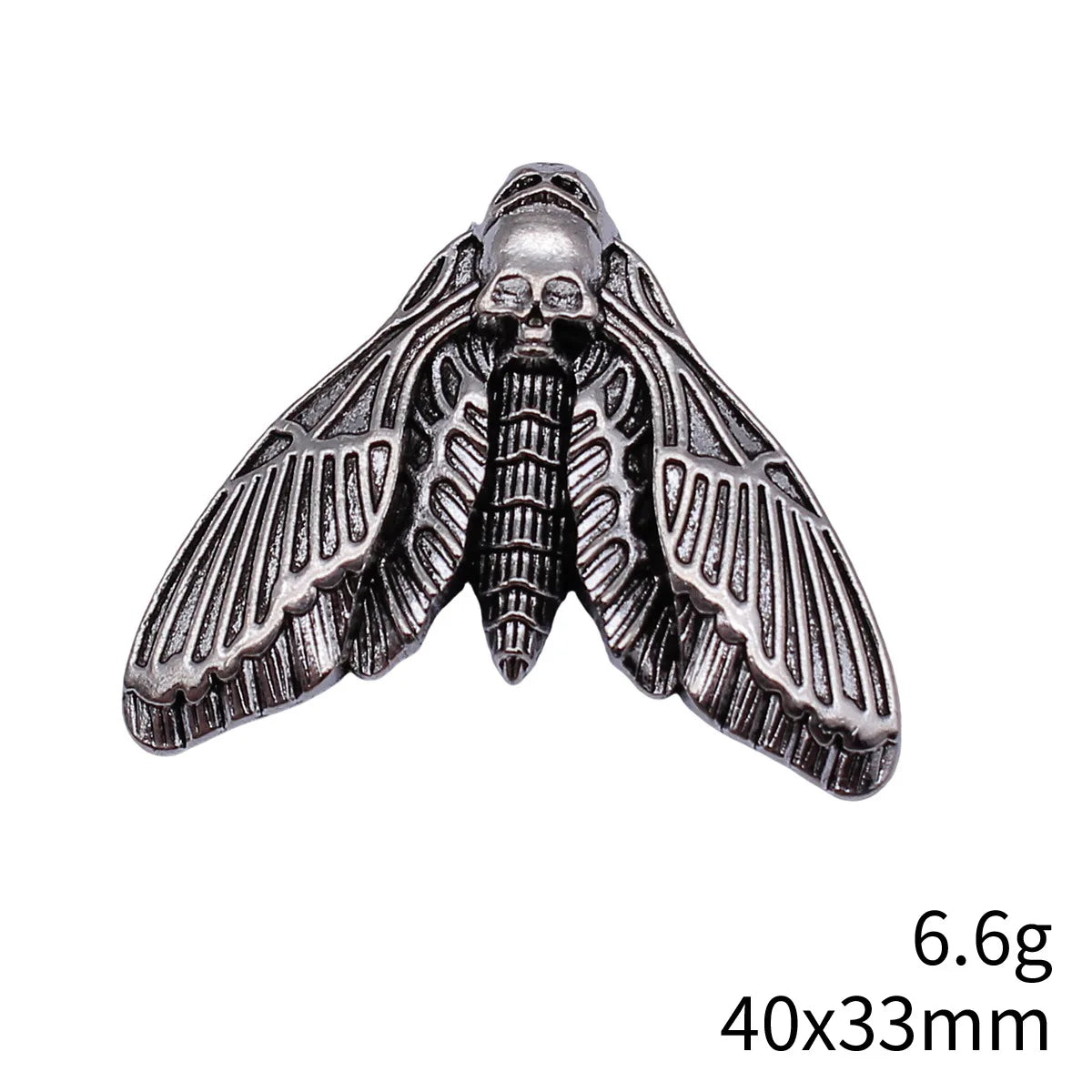 40x33mm 6.6g Antique Silver Zinc Alloy Gothic Skull Moth Charm Pendant for DIY Necklace Making