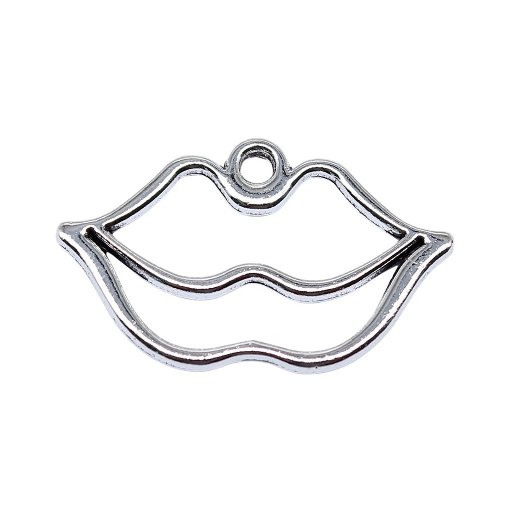 15x24mm 0.91g Antique Silver Zinc Alloy Lips Charm Pendant for DIY Necklace Bracelet Jewelry Making