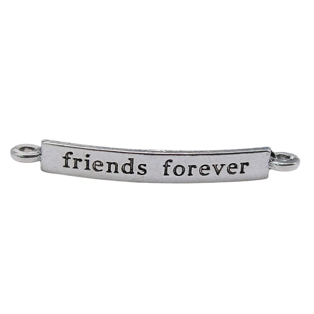 4x32mm 0.8g Antique Silver Zinc Alloy Friends Forever Connector Charm for Bracelet DIY Jewelry Making