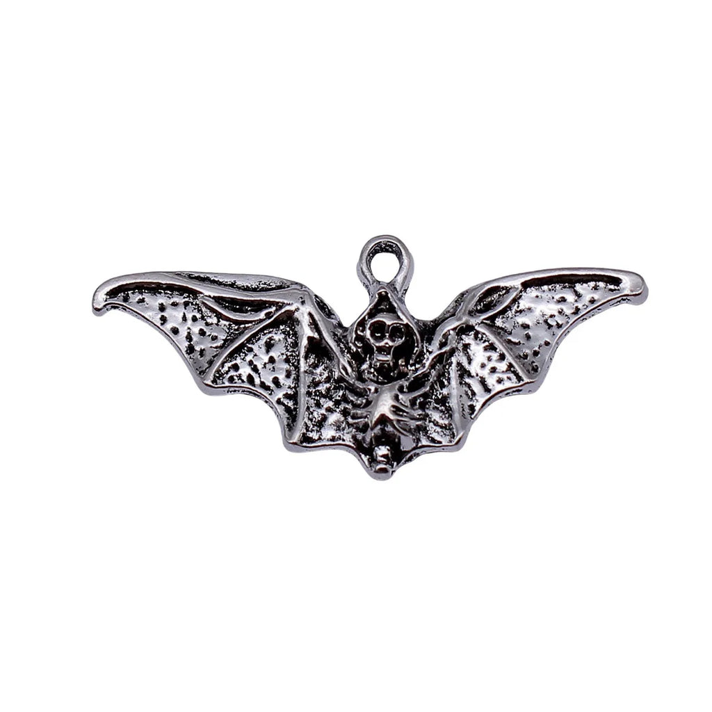 49x23mm 3.2g Antique Silver Zinc Alloy Bat Skull Charm Pendant for DIY Gothic Jewelry Making