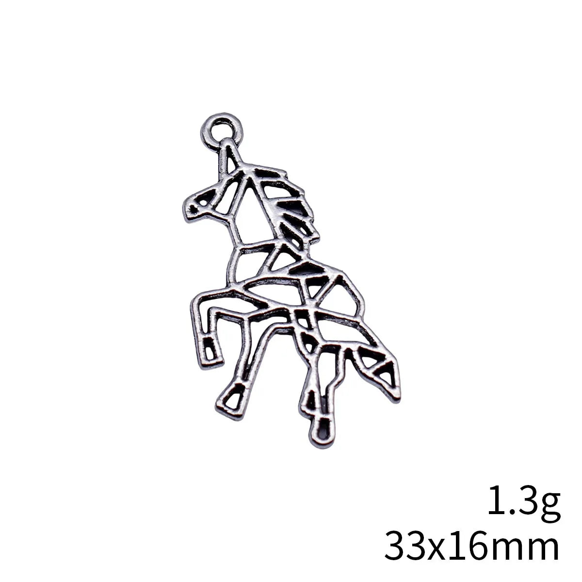 33x16mm 1.3g Antique Silver Zinc Alloy Hollow Unicorn Charm Pendant for DIY Bracelet Necklace