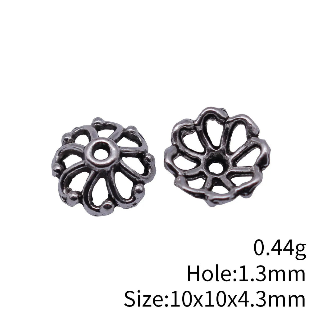 10x10x4.3mm 0.44g Antique Silver Zinc Alloy Spiral Flower Bead Caps for DIY Beaded Jewelry Making