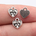 10x9.4mm 0.57g Antique Silver Zinc Alloy Bow Heart Butterfly Charm Pendant for DIY Bracelet Necklace Making