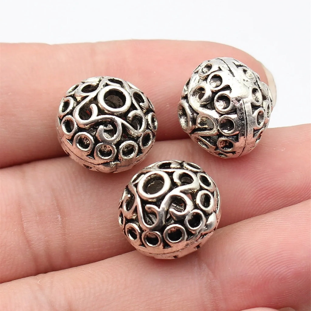16x16x15mm 3.6g Multicolor Zinc Alloy Openwork Round Ball Loose Metal Hollow Beads for DIY Bracelet Jewelry Making