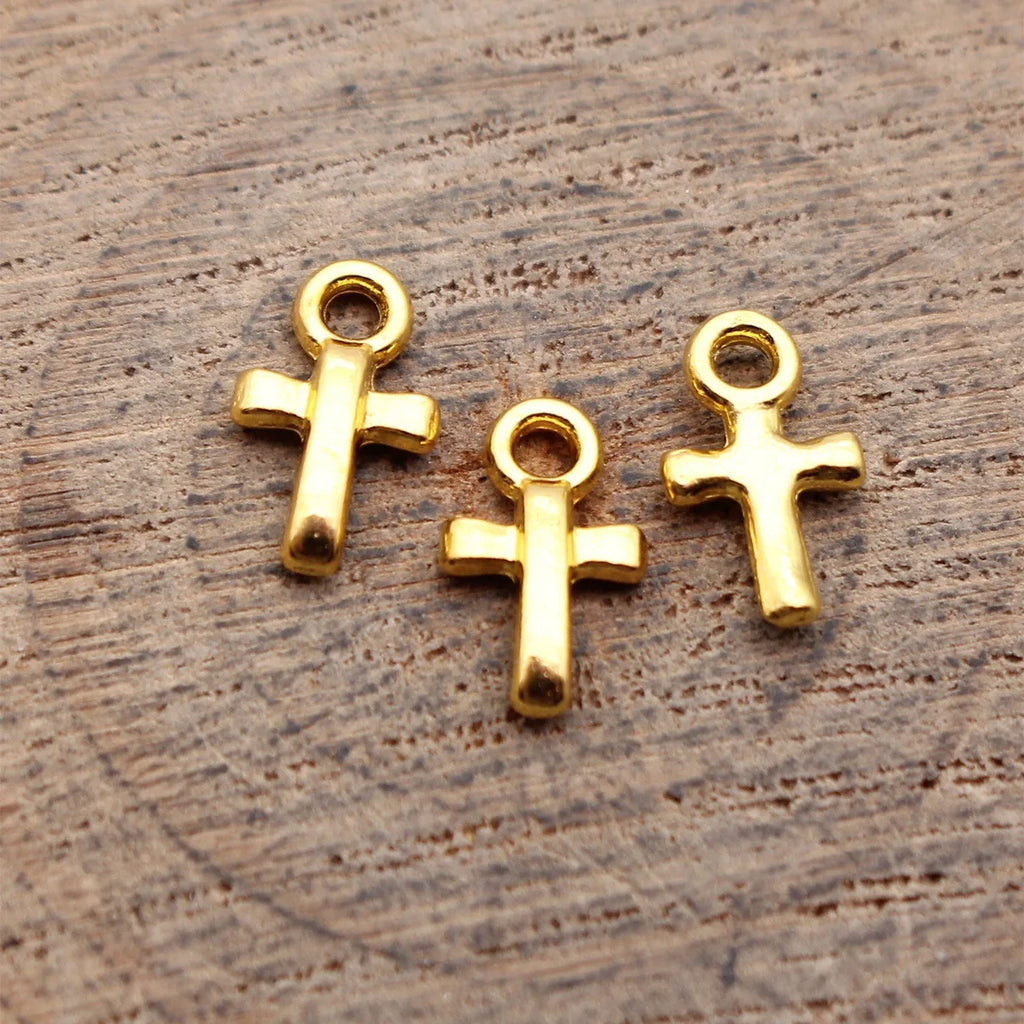 11x6.4mm 0.24g Multicolor Zinc Alloy Cross Charm Pendant for DIY Necklace Bracelet Religious Jewelry
