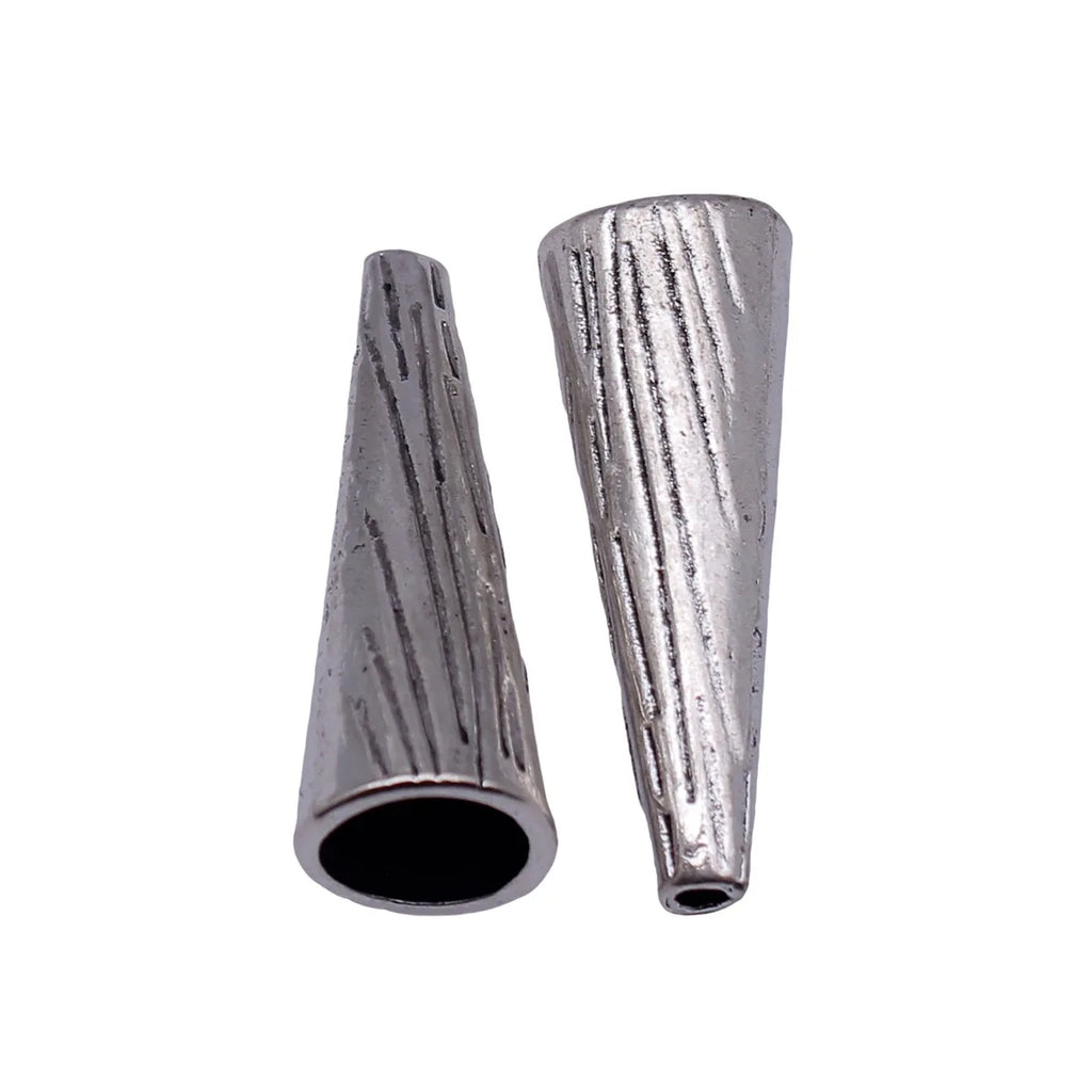 28x11x10mm 2.5g Antique Silver Zinc Alloy Striped Cone Tassel Cap Jewelry Findings for DIY Earrings