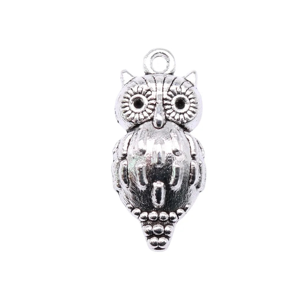 23x11mm 1.6g Antique Silver Zinc Alloy Owl Cat Charm Pendant for DIY Bracelet Necklace Jewelry Making
