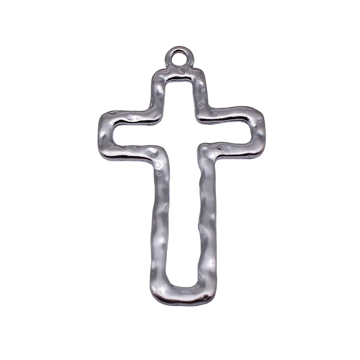 67x40mm 9.6g Antique Silver Zinc Alloy Hammered Openwork Cross Hollow Charm Pendant for DIY Jewelry Making