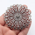 75x75mm 31g Antique Silver Zinc Alloy Hollow Round Floral Charm Pendant for DIY Statement Necklace Making