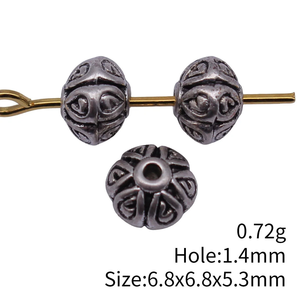 6.8x6.8x5.3mm 0.72g Multicolor Zinc Alloy Carved Heart Pattern Spacer Beads for DIY Bracelet Jewelry