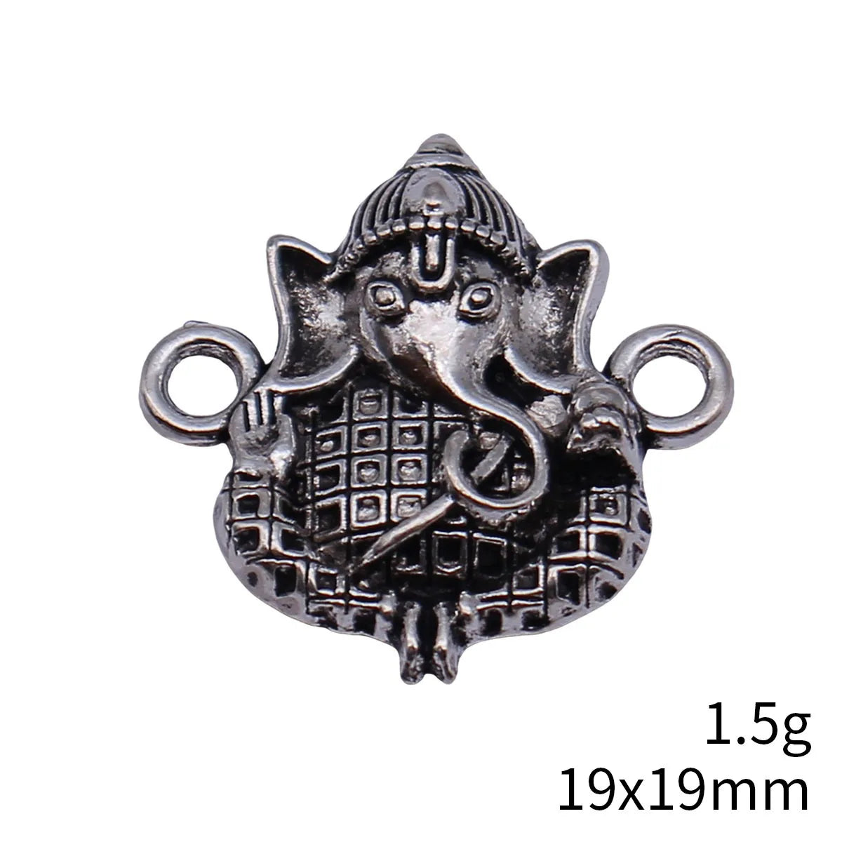 19x19mm 1.5g Antique Silver Zinc Alloy Indian Elephant Head God Connector Charm for DIY Jewelry Making