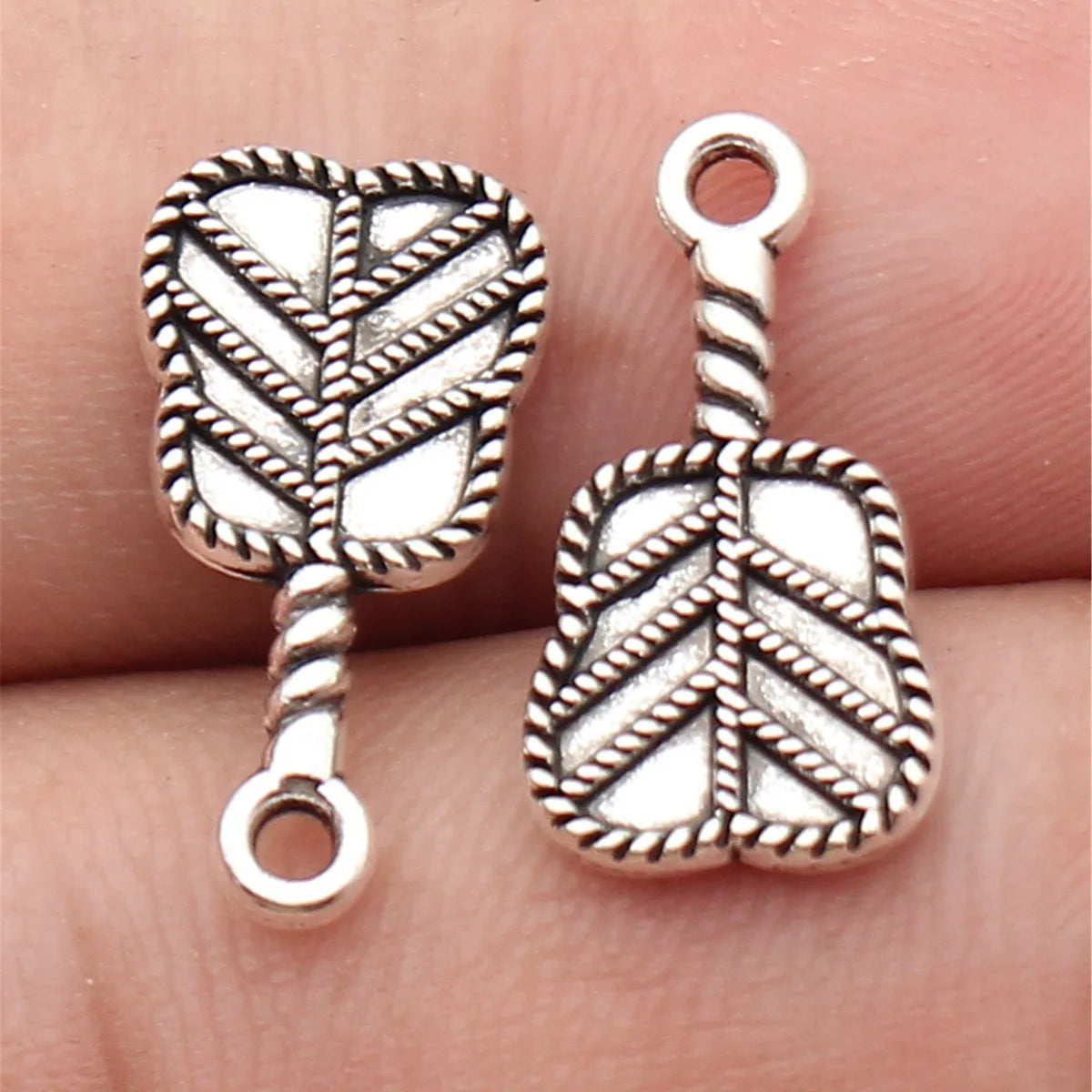 18x9.6mm 0.83g Antique Silver Zinc Alloy Palm Fan Charm Pendant for DIY Necklace Bracelet Making