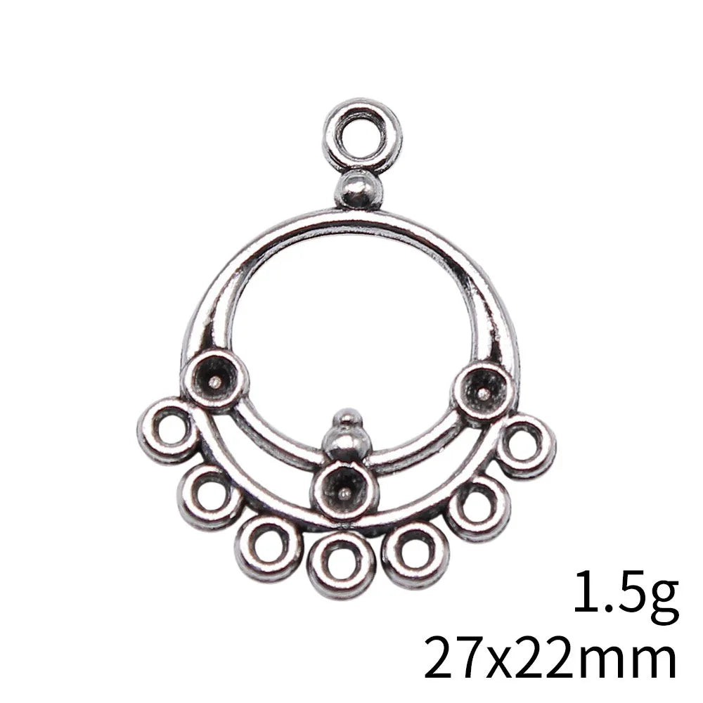 27x22mm 1.5g Multicolor Zinc Alloy Rhinestone Setting Earring Connector Charm for DIY Earring Making