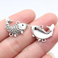 21x16mm 2.2g Antique Silver Zinc Alloy Koi Fish Connector Charm for DIY Bracelet Jewelry Making