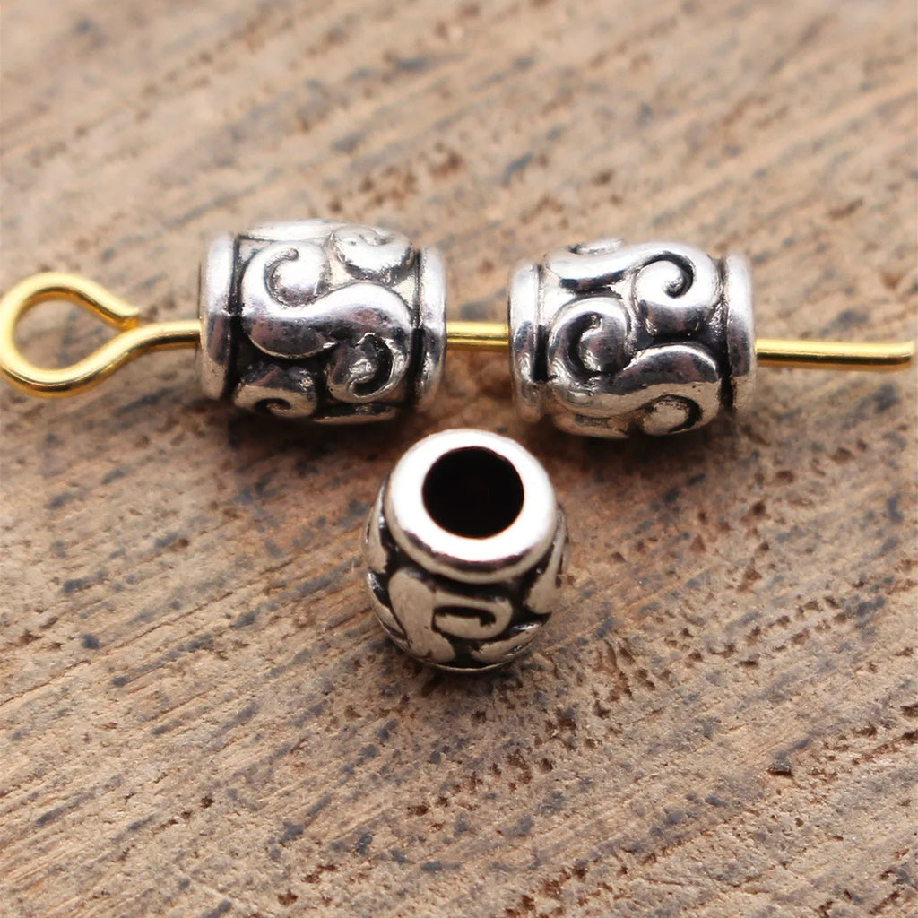 6x4.9x4.8mm 0.39g Antique Silver Zinc Alloy S Pattern spacer beads for DIY bracelet and dreadlock jewelry