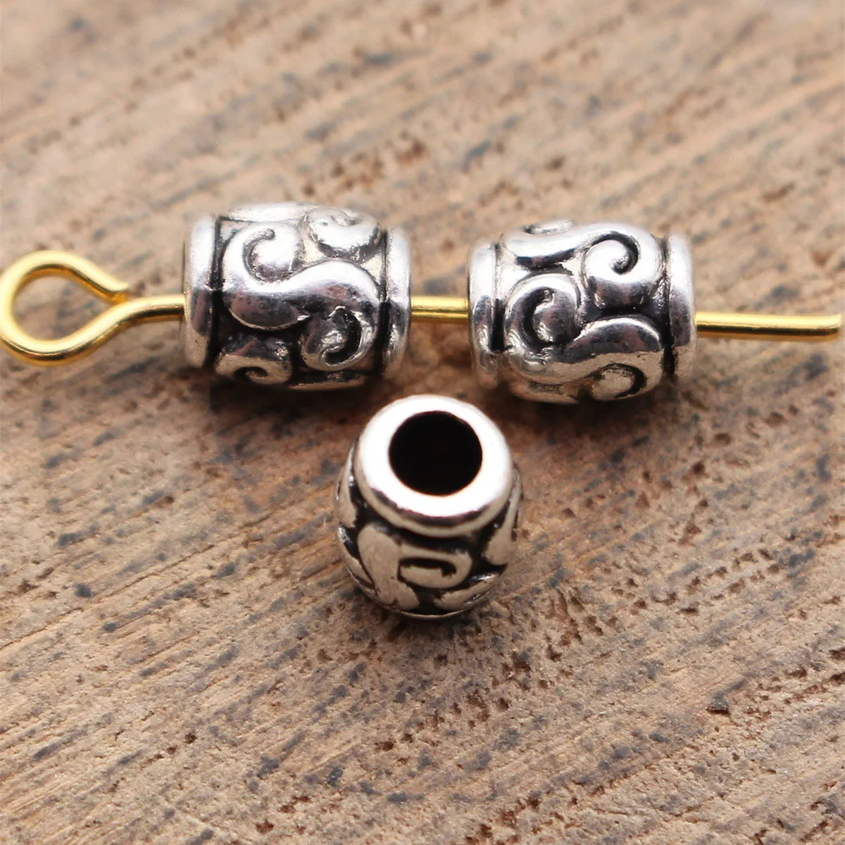 6x4.9x4.8mm 0.39g Antique Silver Zinc Alloy S Pattern spacer beads for DIY bracelet and dreadlock jewelry