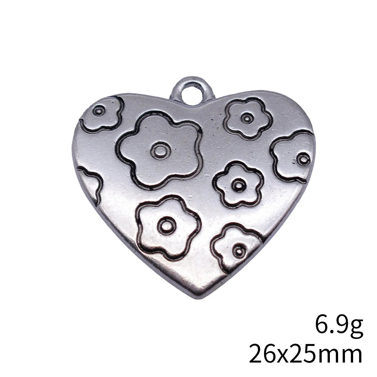 26x25mm 6.9g Antique Silver Zinc Alloy Love Amour Amore Flower Heart Charm Pendant for Necklace Making