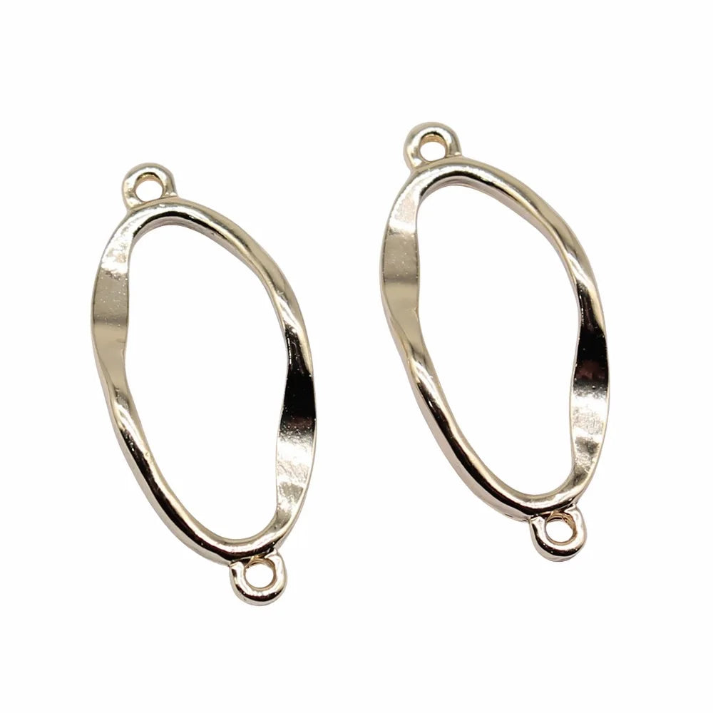 28x12mm 1.2g KC Gold Zinc Alloy Oval Connector Charm Pendant for DIY Necklace Bracelet Jewelry Making