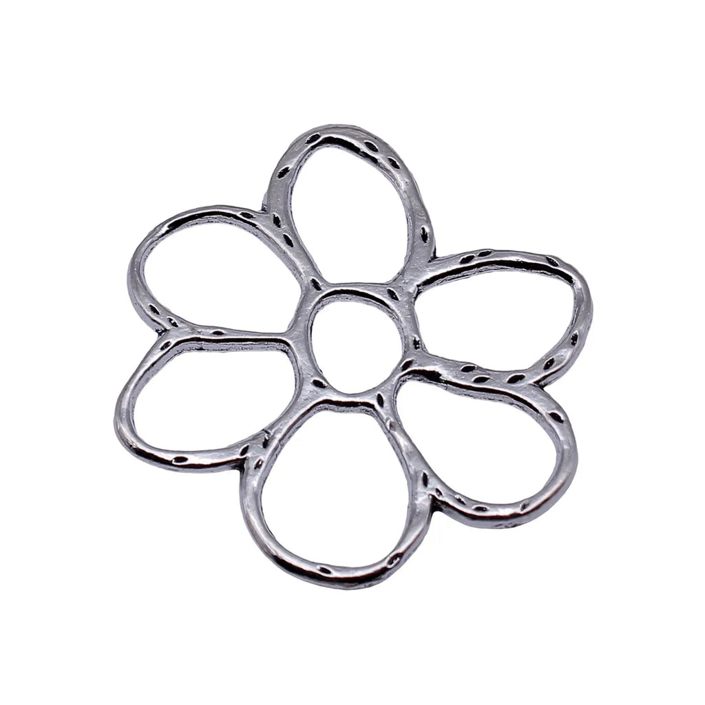 39x34mm 4g Antique Silver Zinc Alloy Openwork Flower Hollow Connector Charm for DIY Jewelry Making