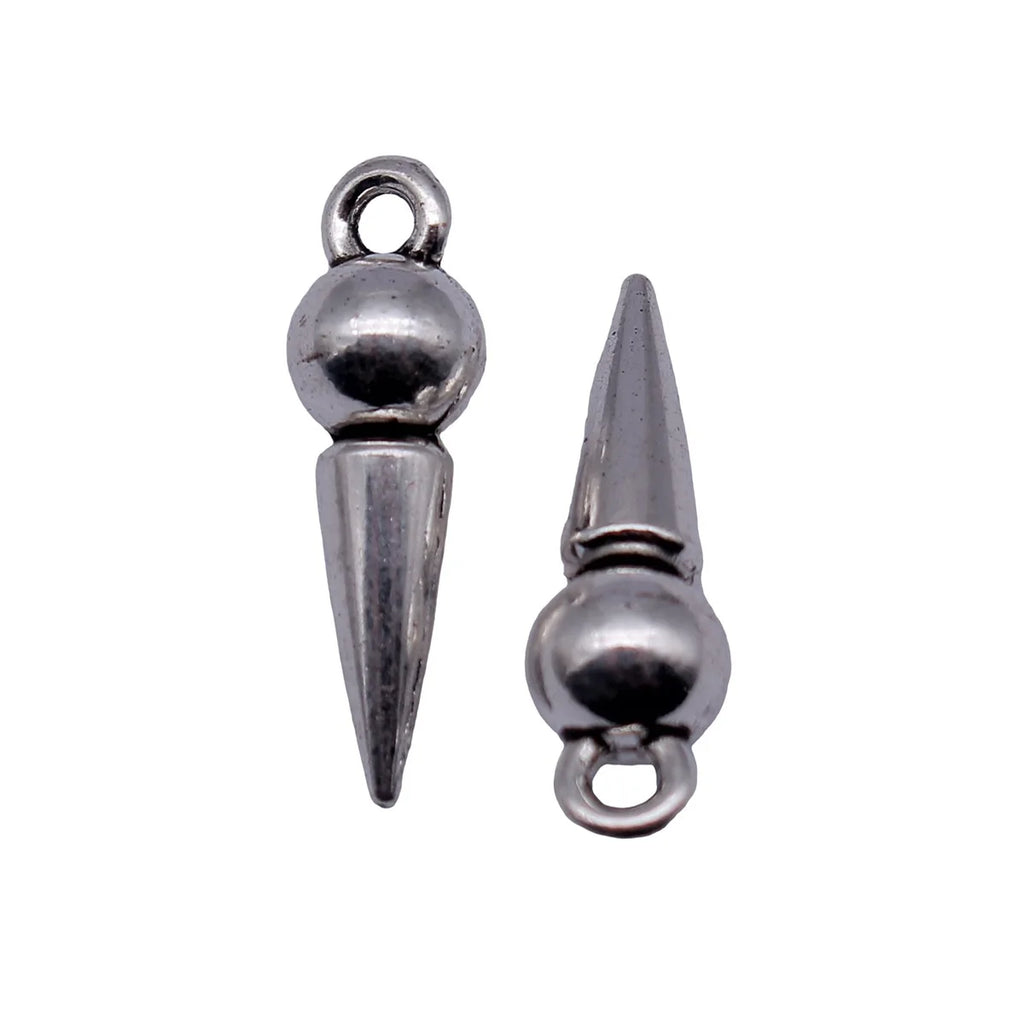 22x6.8x6.8mm 1.9g Antique Silver Zinc Alloy Pointed Cone Charm Pendant for Necklace Earring DIY Jewelry Making
