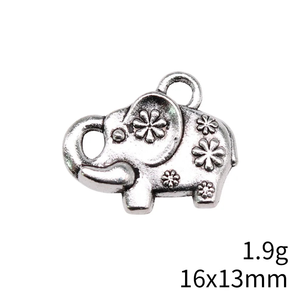 16x13mm 1.9g Antique Silver Zinc Alloy Small Elephant Charm Pendant for Necklace Jewelry Making