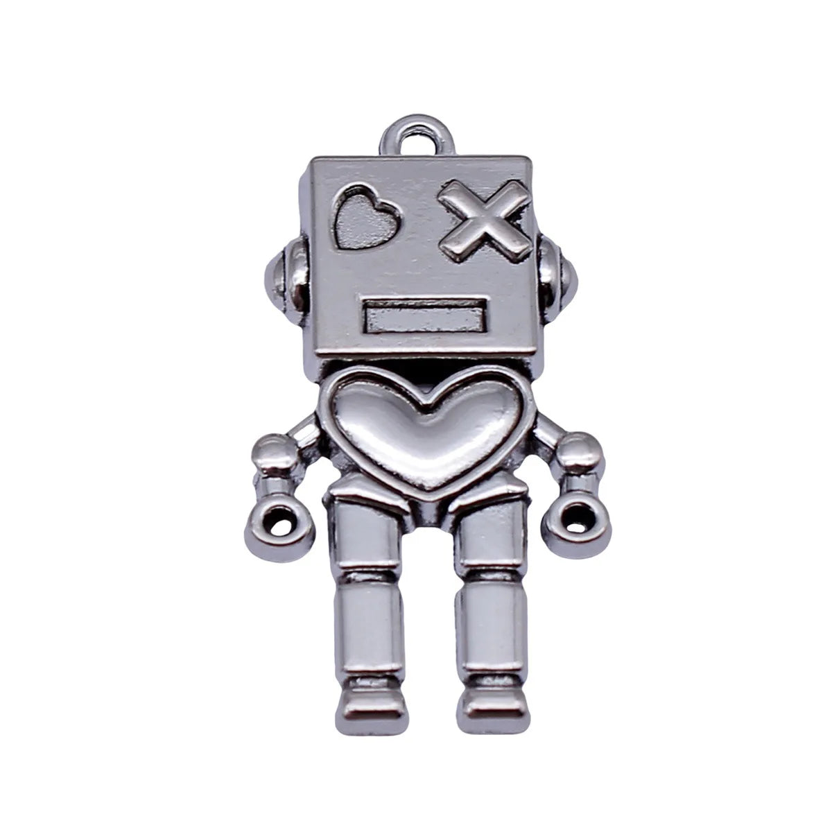 37x20mm 3.6g Antique Silver Zinc Alloy Heart Robot Charm Pendant for DIY Necklace Jewelry Making