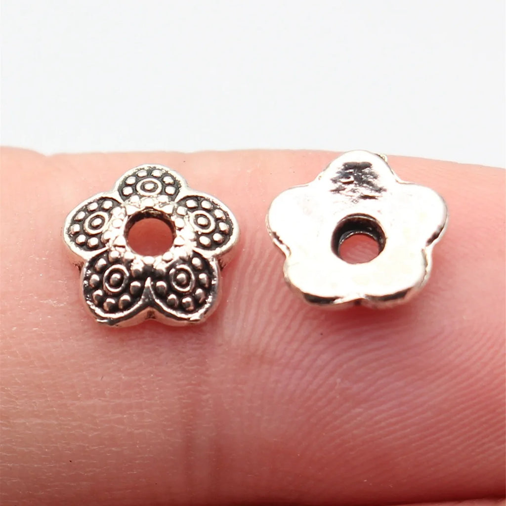 8.9x8.9x2.9mm 0.47g Multicolor Zinc Alloy Flower Bead Caps Jewelry Findings for DIY Earring Bracelet Making