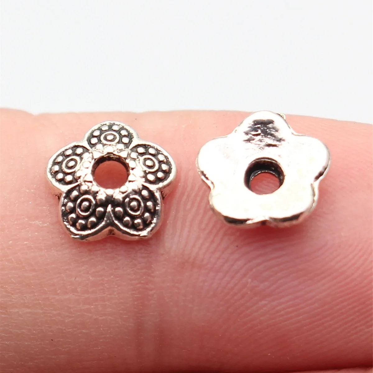 8.9x8.9x2.9mm 0.47g Multicolor Zinc Alloy Flower Bead Caps Jewelry Findings for DIY Earring Bracelet Making