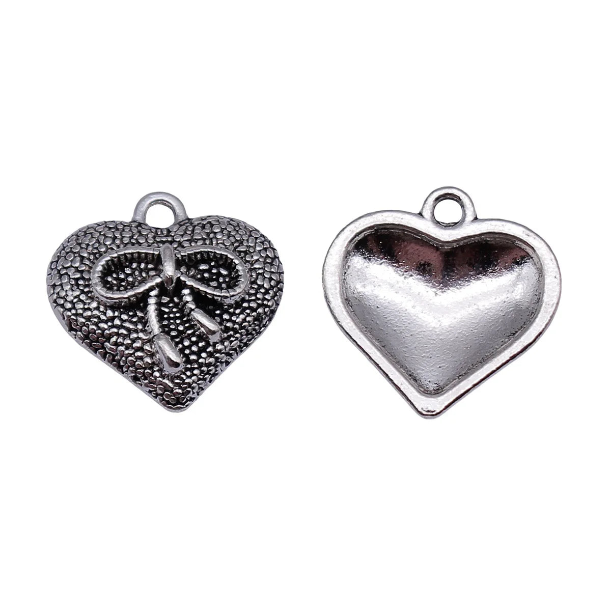 18x18mm 2.1g Antique Silver Zinc Alloy Bowknot Heart Butterfly Charm Pendant for DIY Necklace Bracelet Jewelry