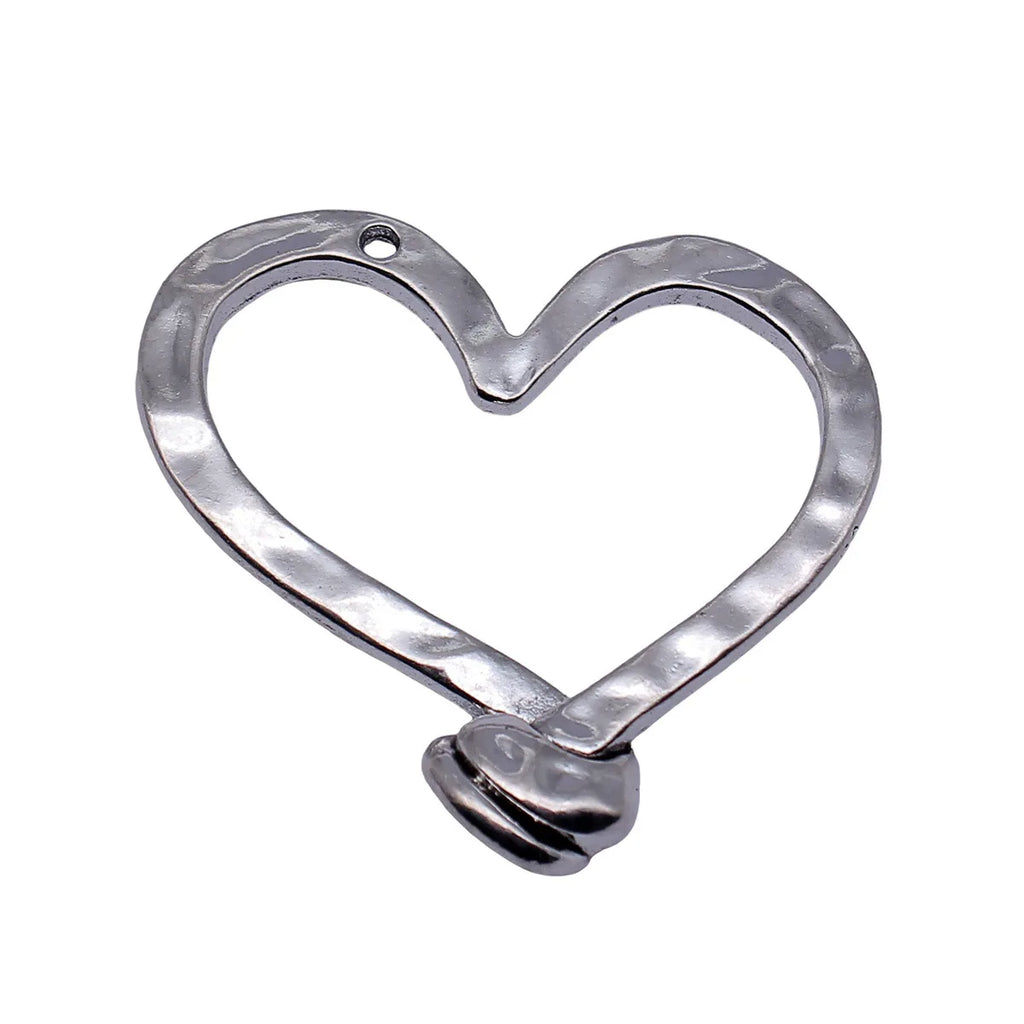 50x47mm 13.8g Antique Silver Zinc Alloy Hammered Nail Heart Charm Pendant for DIY Jewelry Making