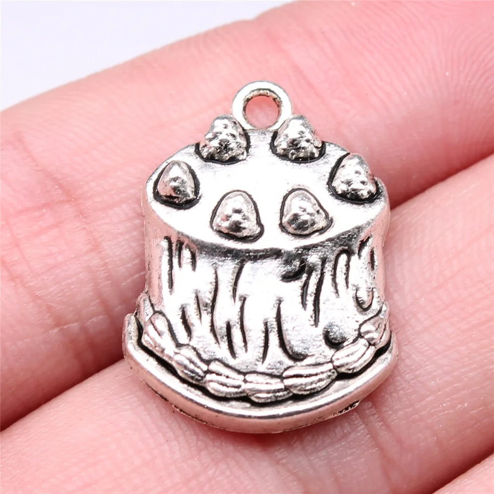 24x18mm 2.7g Multicolor Zinc Alloy Birthday Cake Charm Pendant for DIY Necklace Bracelet Making