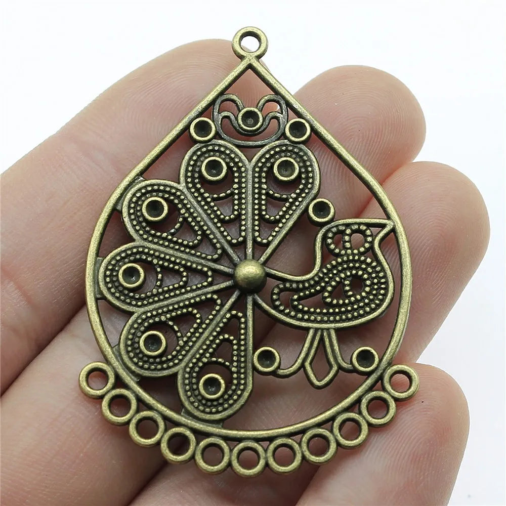 55x38mm 7.8g Antique Bronze Zinc Alloy ZAKKA Connector Charm for DIY Earring Jewelry Making