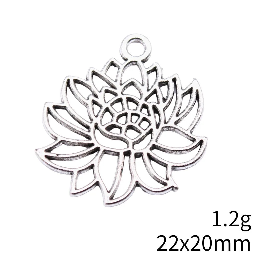 22x20mm 1.2g Multicolor Zinc Alloy Lotus Charm Pendant for DIY Necklace Bracelet Jewelry Making