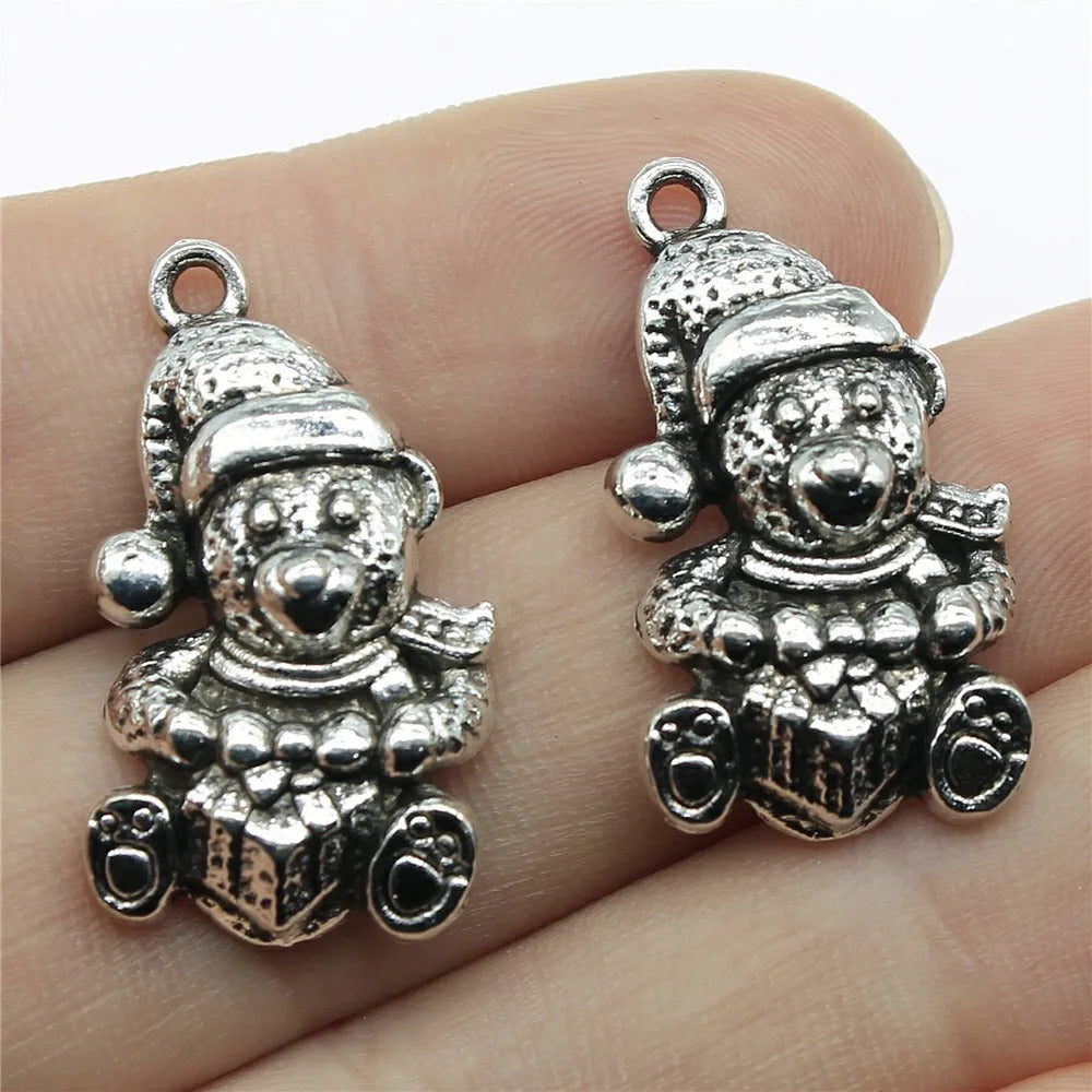 28x16mm 2.9g Multicolor Zinc Alloy Christmas Snowman Gift Charm Pendant for DIY Necklace Jewelry