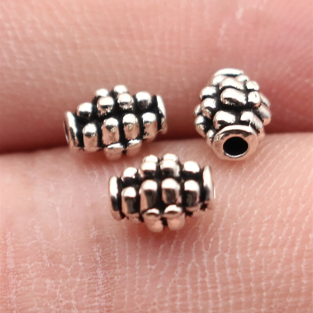 6.8x5x5mm 0.38g Antique Silver Zinc Alloy Raised Dot Spacer Beads for DIY Bracelet Jewelry Making