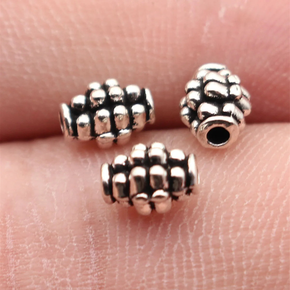 6.8x5x5mm 0.38g Antique Silver Zinc Alloy Raised Dot Spacer Beads for DIY Bracelet Jewelry Making