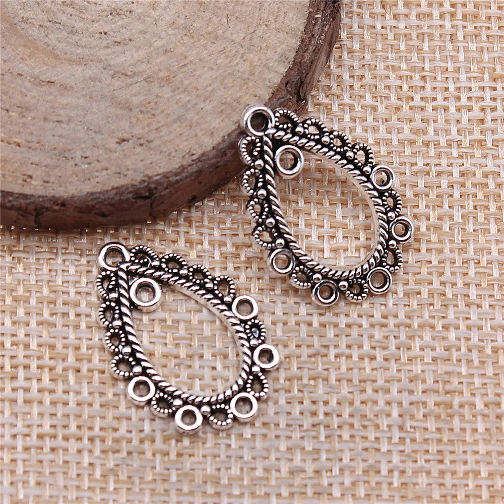 18x25mm 1.3g Antique Silver Zinc Alloy Earring Connector Charm Findings for DIY Dangle Earrings