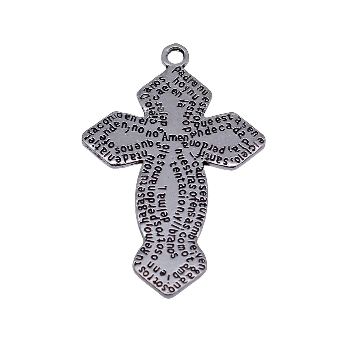 51x34mm 6.5g Antique Silver Zinc Alloy Double-Sided Scripture Cross Charm Pendant for DIY Jewelry