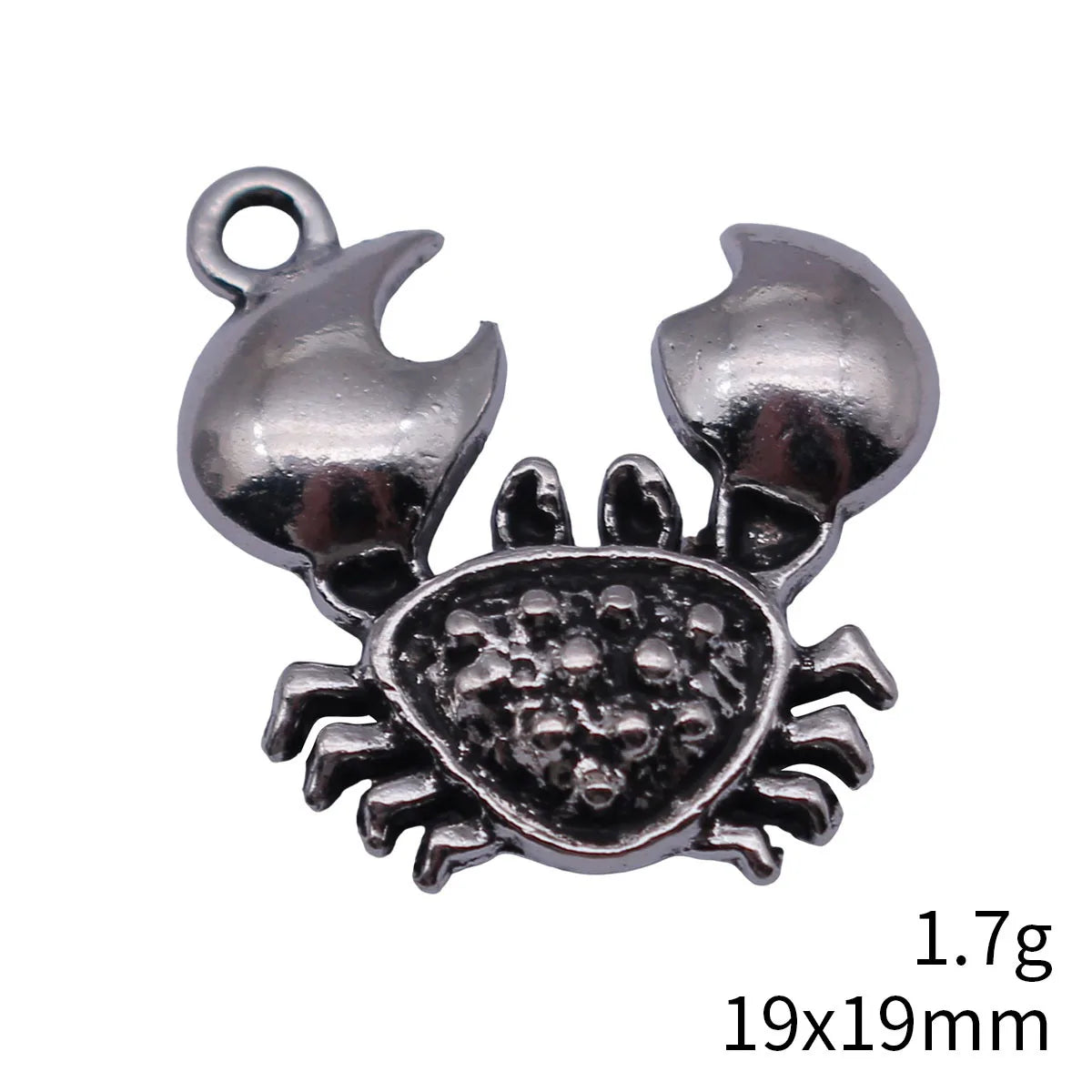 19x19mm 1.7g Blackened White K Zinc Alloy Crab Charm Pendant for DIY Necklace Bracelet Jewelry Making