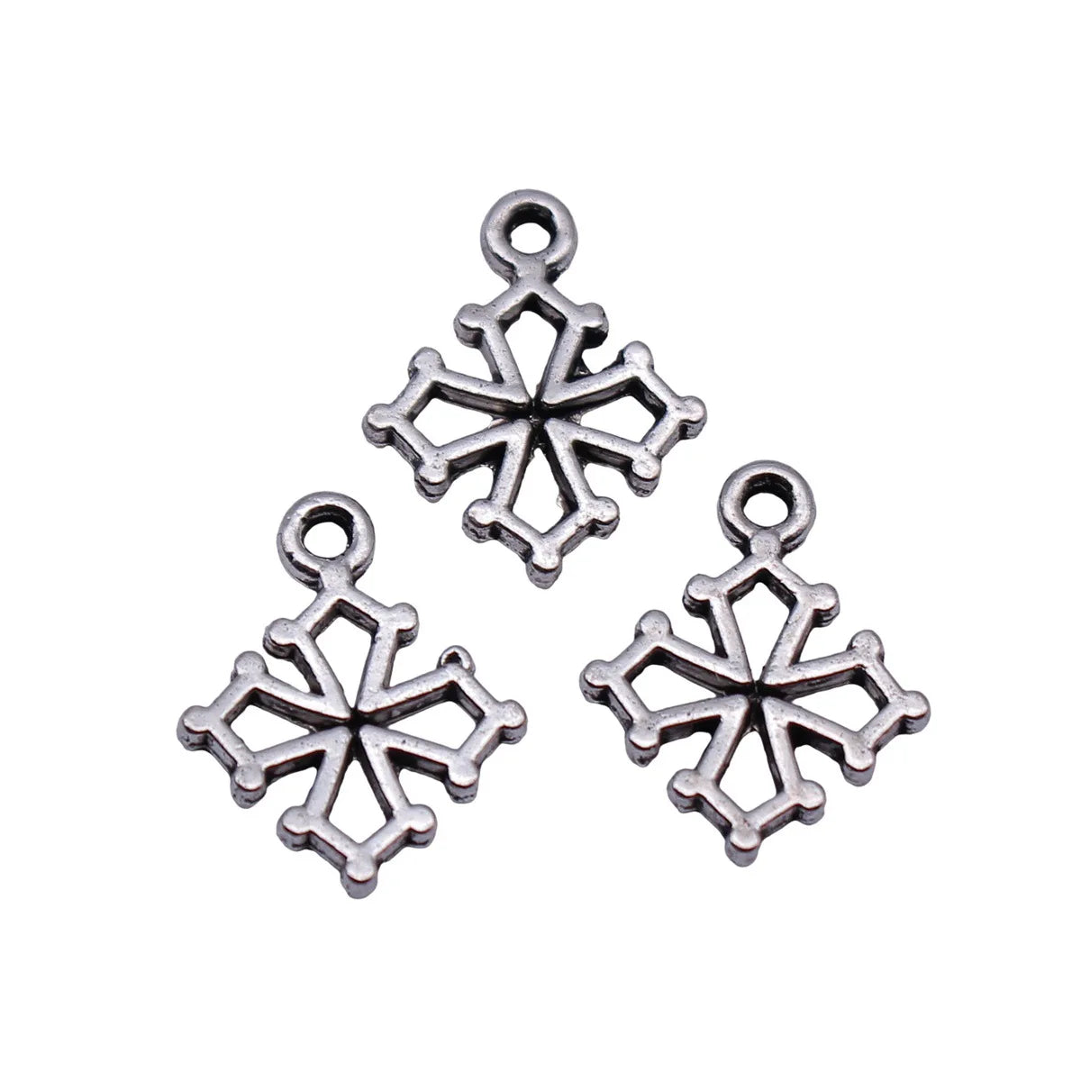 15x12mm 0.48g Antique Silver Zinc Alloy Hollow Cross Charm Pendant for DIY Religious Jewelry Making